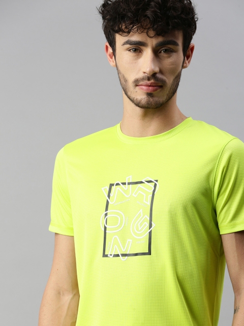 

WROGN ACTIVE Men Lime Green & White Typography Printed Slim Fit T-shirt
