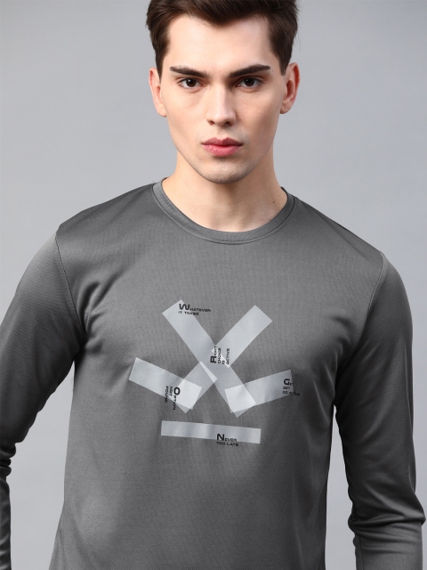 

WROGN ACTIVE Men Charcoal Grey Graphic Print T-shirt