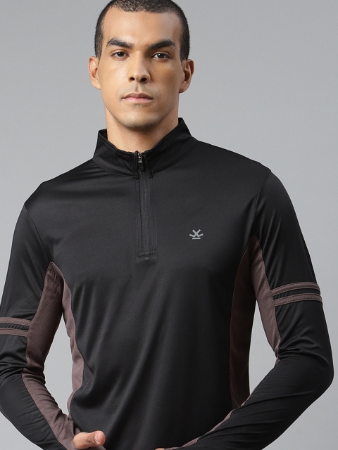 

WROGN ACTIVE Men Black Solid High Neck T-shirt