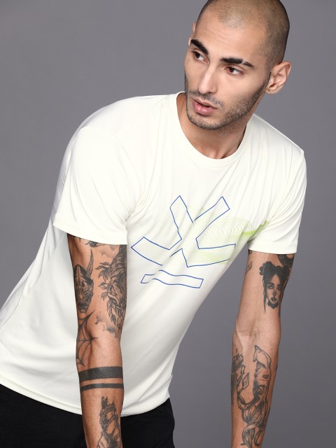 

WROGN ACTIVE Men White Slim Fit Printed Round Neck T-shirt