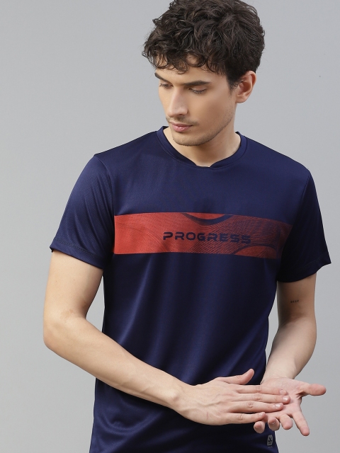 

WROGN ACTIVE Men Navy Blue & Red Printed Slim Fit T-shirt