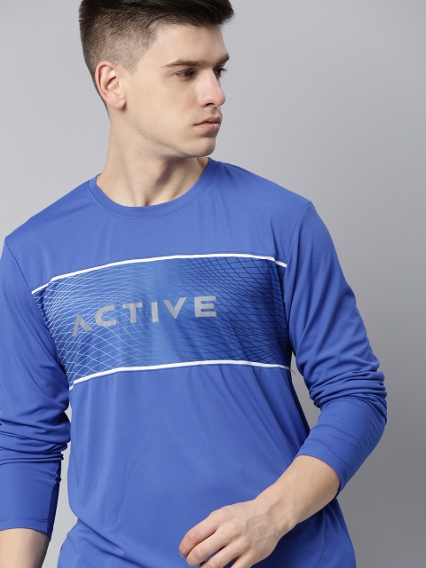 

WROGN ACTIVE Men Blue Brand Logo Printed T-shirt