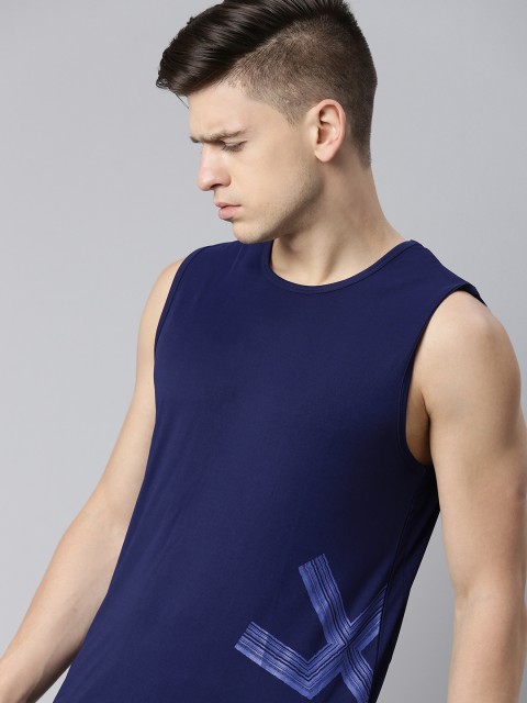 

WROGN ACTIVE Men Navy Blue Slim Fit T-shirt