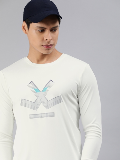 

WROGN ACTIVE Men White & Grey Brand Logo Printed Slim Fit T-shirt