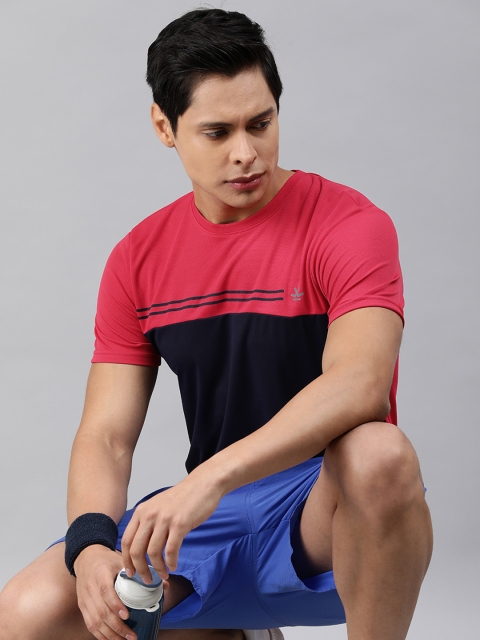 

WROGN ACTIVE Men Navy Blue & Red Colourblocked Slim Fit T-shirt