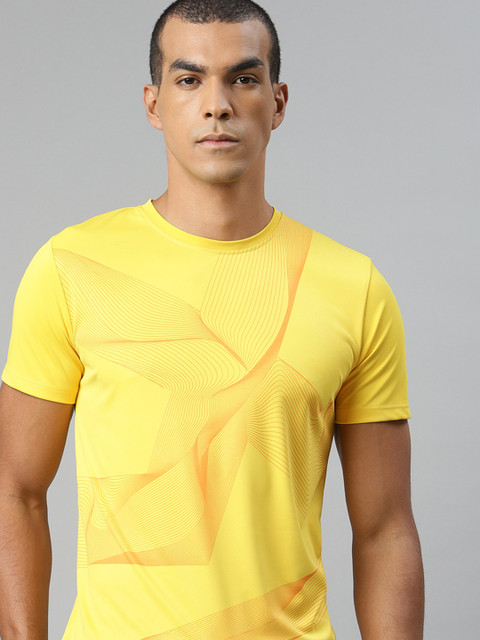 

WROGN ACTIVE Men Yellow Printed Round Neck T-shirt