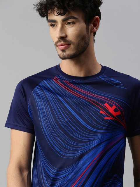

WROGN ACTIVE Men Navy Blue & Blue Printed Slim Fit T-shirt