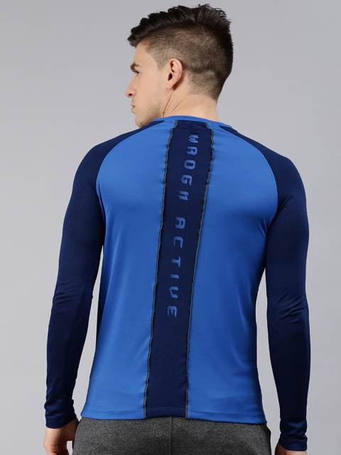 

WROGN ACTIVE Men Blue & Navy Blue Brand Logo Printed Slim Fit T-shirt