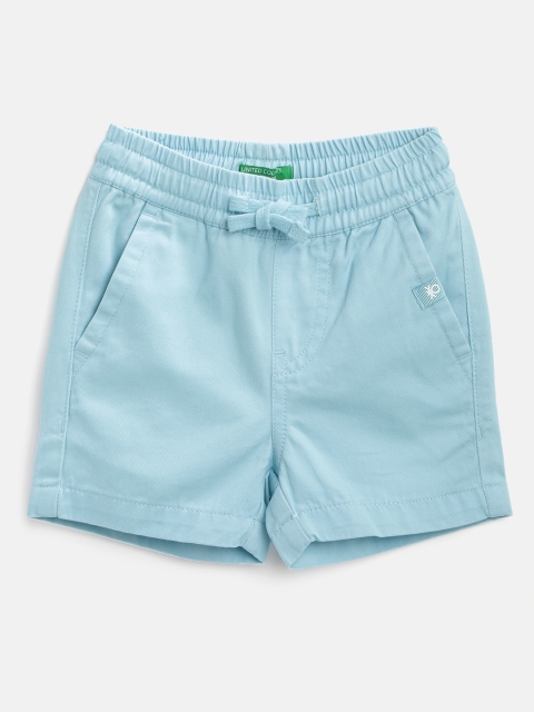

United Colors of Benetton Boys Blue Solid Pure Cotton Regular Shorts