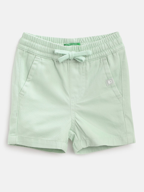 

United Colors of Benetton Boys Mint Green Solid Pure Cotton Regular Shorts
