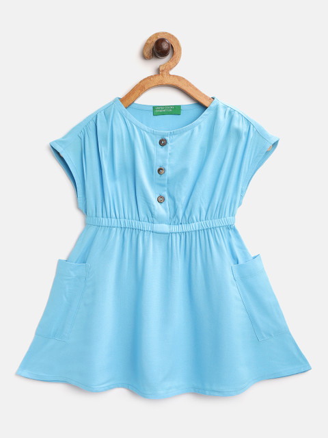 

United Colors of Benetton Girls Blue Solid A-Line Dress