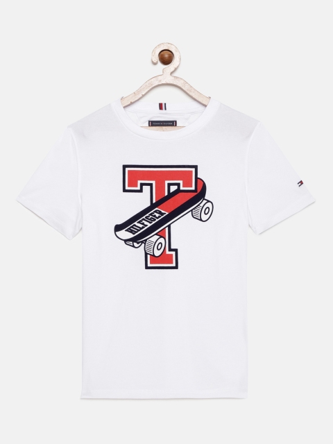 

Tommy Hilfiger Boys White Printed Cotton Round Neck T-shirt