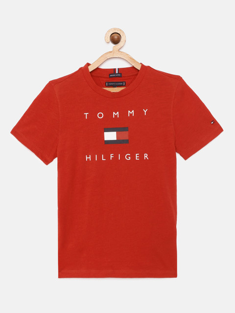 

Tommy Hilfiger Boys Red Printed Organic Cotton Round Neck T-shirt