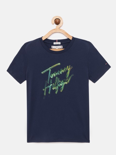 

Tommy Hilfiger Girls Navy Blue Printed Organic Cotton Sustainable T-shirt