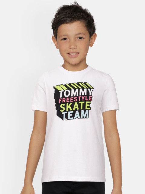

Tommy Hilfiger Boys White Printed Organic Cotton Sustainable T-shirt