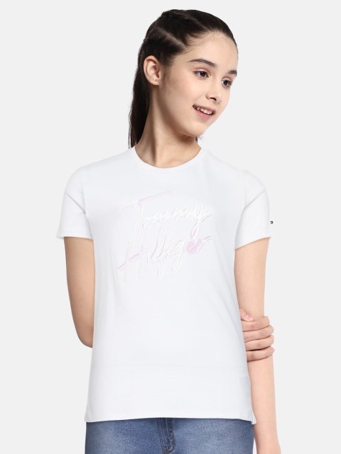 

Tommy Hilfiger Girls White Printed Organic Cotton Sustainable T-shirt