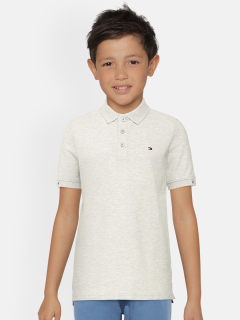 

Tommy Hilfiger Boys Grey Melange Solid Polo Collar T-shirt