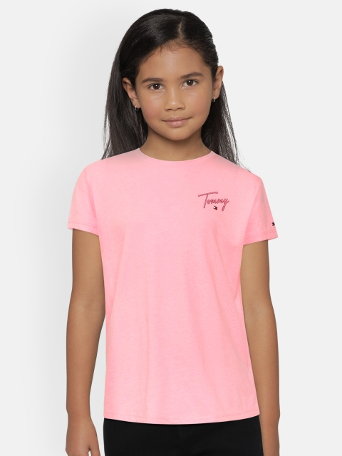 

Tommy Hilfiger Girls Pink Printed Round Neck T-shirt