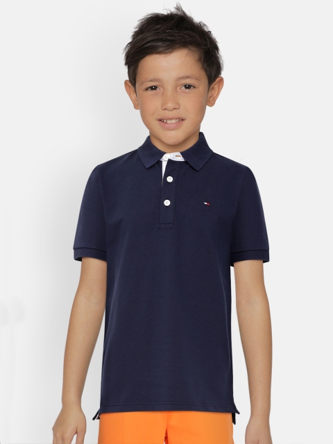 

Tommy Hilfiger Boys Navy Blue Solid Polo Collar T-shirt