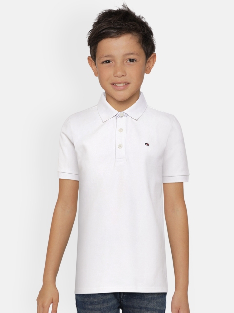 

Tommy Hilfiger Boys White ITHACA Solid Polo Collar T-shirt