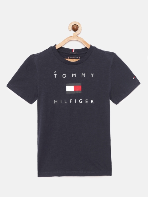 

Tommy Hilfiger Boys Navy Blue Printed Organic Cotton Round Neck T-shirt