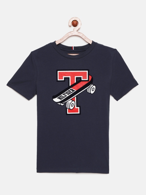 

Tommy Hilfiger Boys Navy Blue Printed Round Neck T-shirt