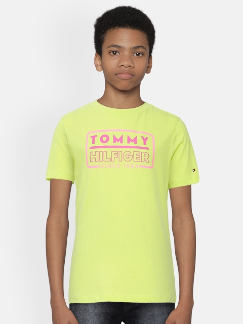 

Tommy Hilfiger Boys Lime Green Printed Organic Cotton Round Neck T-shirt