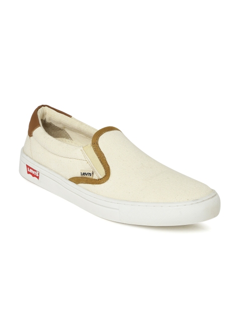 

Levi's Men Off-White Denim Slip-Ons