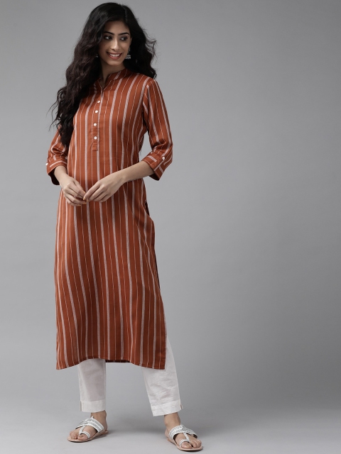 

Ginni Arora Label Women Brown & Off White Striped Kurta