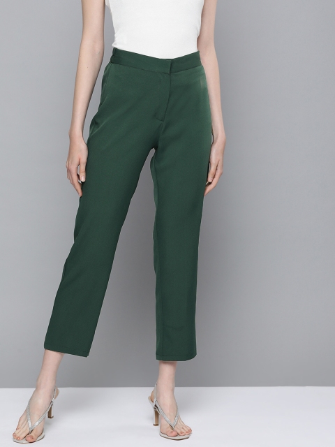 

SASSAFRAS Women Green Regular Fit Solid Cropped Trousers