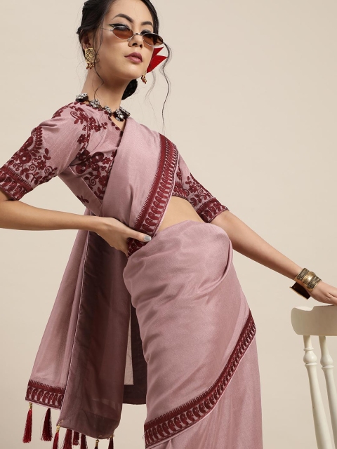 

Inddus Mauve Solid Silk Blend Saree