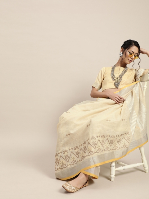 

Inddus Beige Woven Design Saree