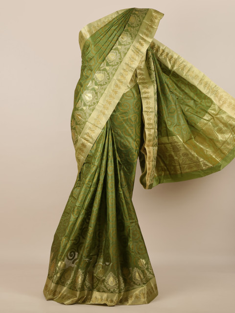 

Pothys Green Pure Silk Woven Design Tussar Saree