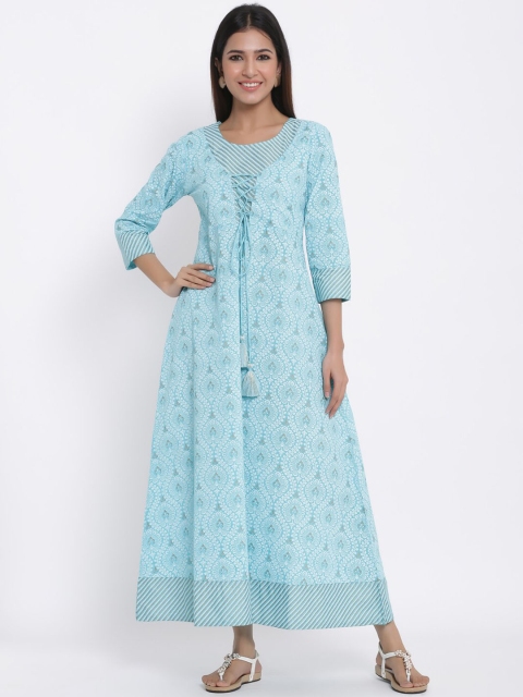 

kipek Women Blue Ethnic Motifs Printed Anarkali Kurta