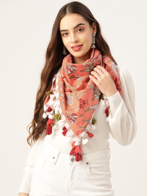 

Sangria Women Peach Printed Scarf