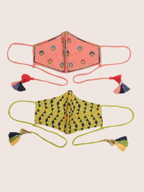 

Sangria Women Pack of 2 Embroidered 2-Ply Reusable Cloth Masks, Pink