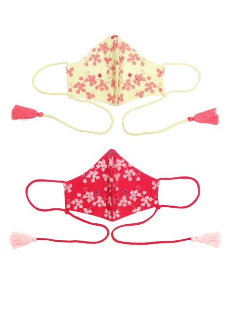 

Sangria Women Pack of 2 Embroidered 3-Ply Reusable Cloth Masks, Yellow