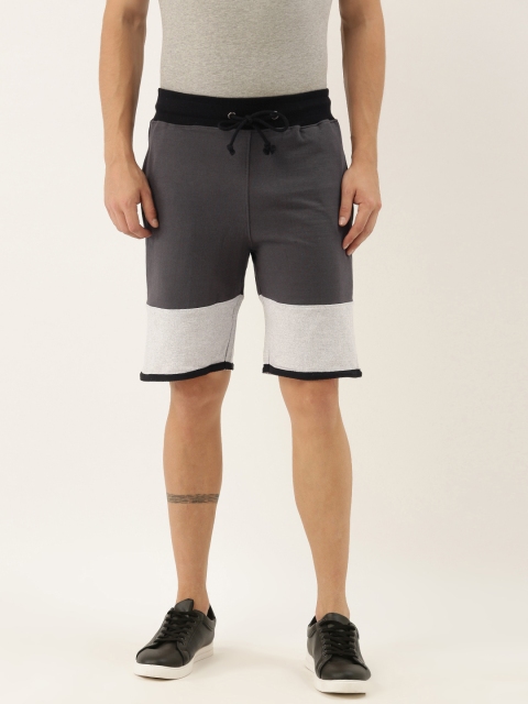 

ARISE Men Grey Colourblocked Regular Fit Regular Shorts