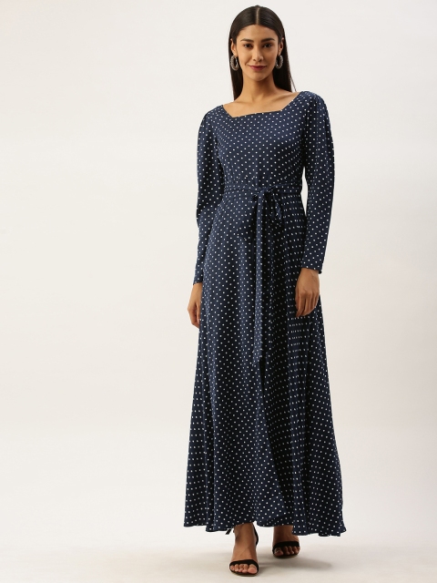 

Berrylush Women Navy Blue & White Printed Maxi Dress