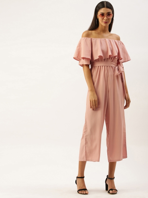 

Berrylush Women Pink Solid Off Shoulder Culotte Jumpsuit