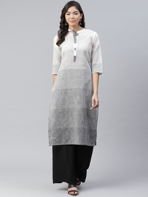 

Shree Women White & Grey Striped Kurta