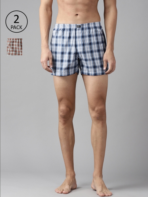 

Roadster Men Pack of 2 Pure Cotton Checked Boxers RDST-BOX-PRE-2PP-054, Blue