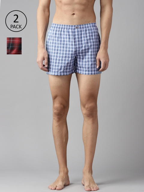 

Roadster Men Pack of 2 Checked Pure Cotton Boxers RDST-BOX-PRE-2PP-060, Blue
