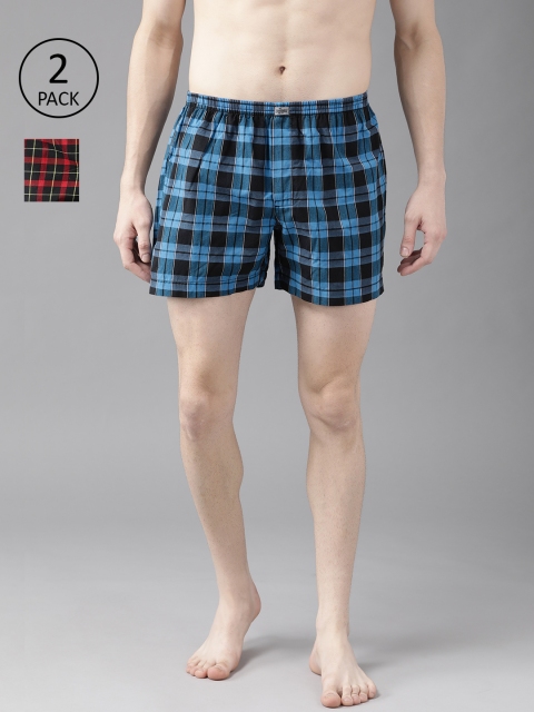 

Roadster Men Pack of 2 Pure Cotton Checked Boxers RDST-BOX-PRE-2PP-023, Black