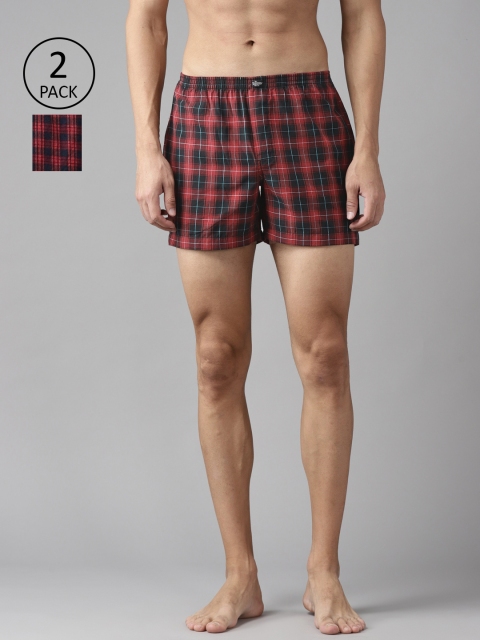 

Roadster Men Pack of 2 Checked Boxers RDST-BOX-PRE-2PP-058, Maroon