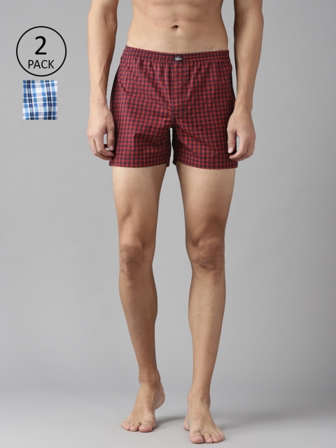 

Roadster Men Pack of 2 Checked Boxers RDST-BOX-PRE-2PP-063, Red