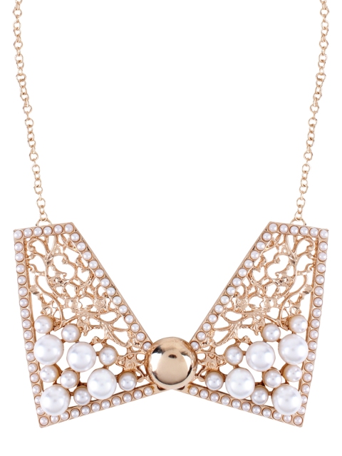 

Shining Diva Fashion White Gold-Toned Collar Necklace