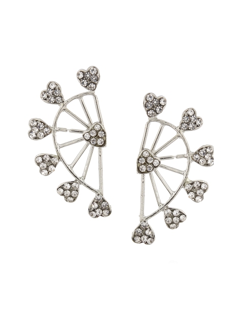 

Shining Diva Silver-Toned Embellished Double-Sided Stud Earrings