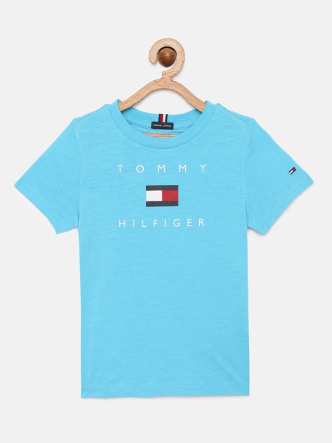 

Tommy Hilfiger Boys Blue Printed Round Neck Pure Cotton T-shirt