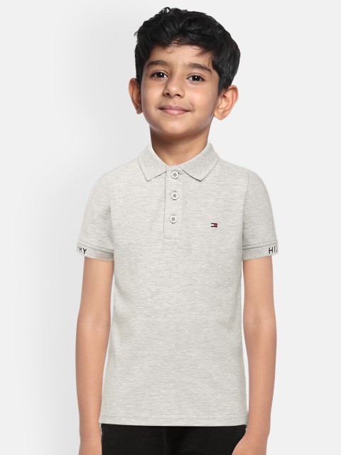 

Tommy Hilfiger Boys Grey Solid Polo Collar T-shirt
